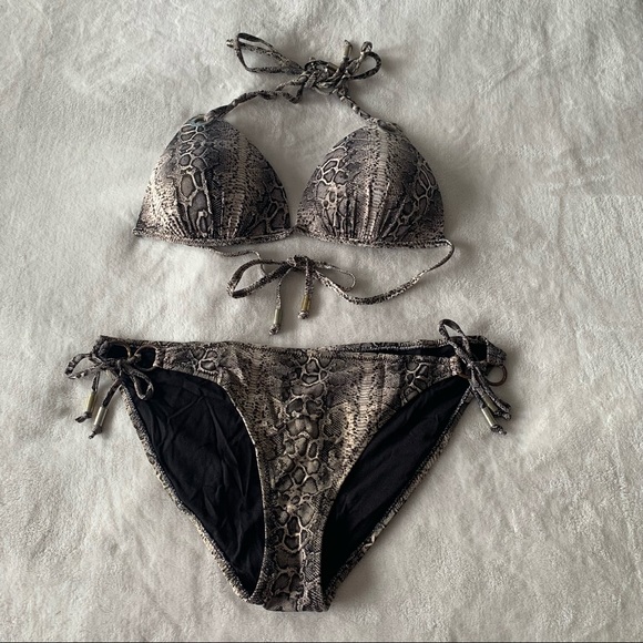 Dynamite Snake Print Triangle Bikini Size L